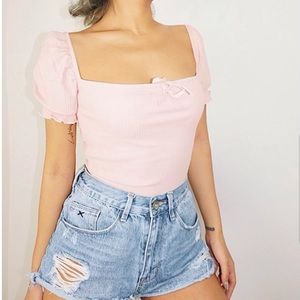 Pink Square Neck Crop Top S